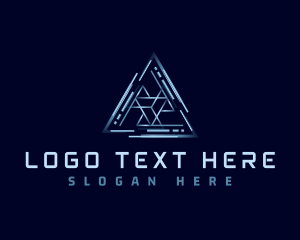 Metalworks - Futuristic Tech Pyramid logo design