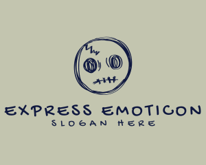 Emoticon - Creepy Skull Sketch logo design