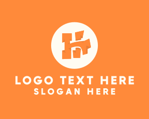 Record Label - Orange Letter H logo design