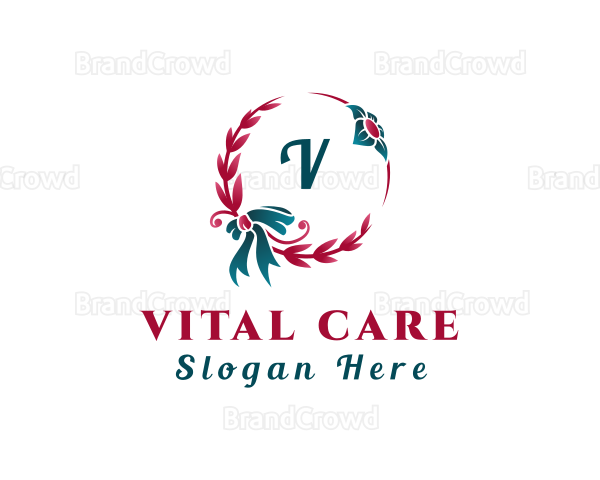 Christmas Floral Wreath Decor Logo