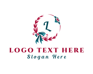 Letter - Christmas Floral Wreath Decor logo design