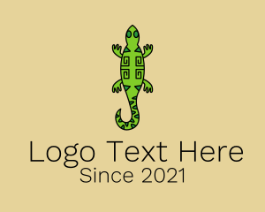 Green Lizard - Tribal Iguana Lizard logo design