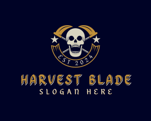 Scythe - Skull Scythe Warrior logo design