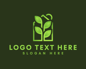Vegan - Gradient Greenhouse Plant logo design