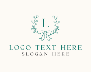 Boutique - Ribbon Leaf Wreath logo design