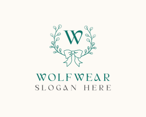 Ribbon Leaf Wreath Logo