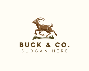 Buck - Modern Mountain Goat logo design