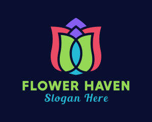 Colorful Tulip Flower logo design