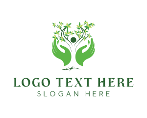 Tree - Hand Human Nature logo design