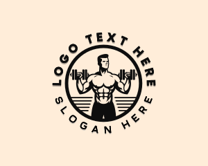 Strong - Dumbbell Weightlifter Muscular logo design