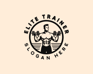 Dumbbell Weightlifter Muscular logo design