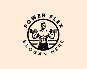 Muscular - Dumbbell Weightlifter Muscular logo design