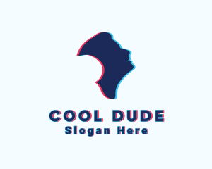 Dude - Male Silhouette Glitch logo design