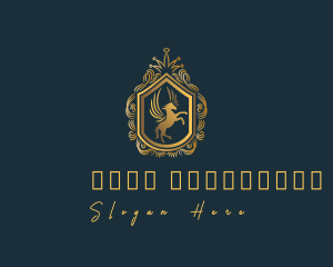 Heraldry - Gold Pegasus Shield logo design