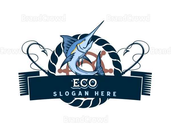 Nautical Marlin Fish Logo