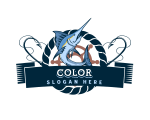 Fisherman - Nautical Marlin Fish logo design