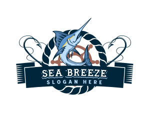 Nautical Marlin Fish logo design