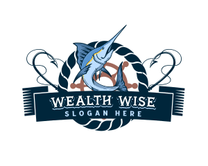 Fisherman - Nautical Marlin Fish logo design
