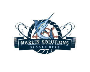 Nautical Marlin Fish logo design