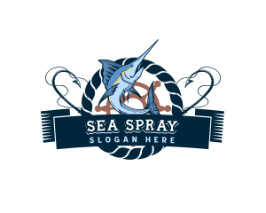 Nautical Marlin Fish logo design