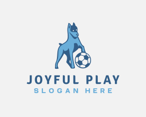 Playing - Dog Soccer Ball logo design