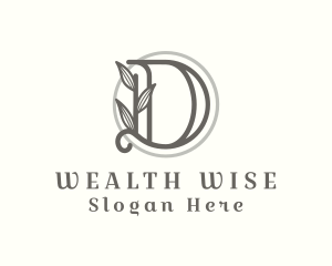 Aesthetic - Leaf Spa Letter D logo design