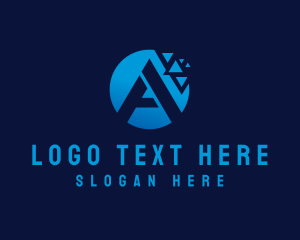 Circle - Digital Pixel Letter A logo design