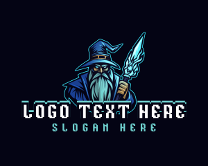 Online Gaming - Magician Wizard Staff logo design