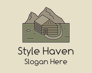 Tent - Remote Mountain Cabin logo design