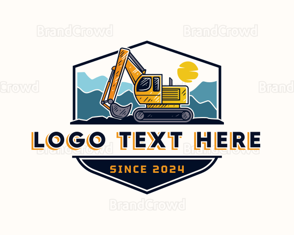 Excavator Construction Builder Logo