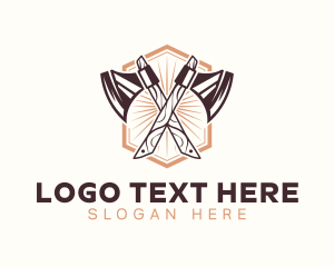 Woodcutter - Hipster Lumberjack Axe logo design