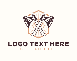 Hipster Lumberjack Axe Logo