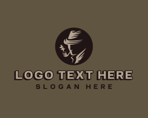 Mobster - Man Detective Smoking logo design