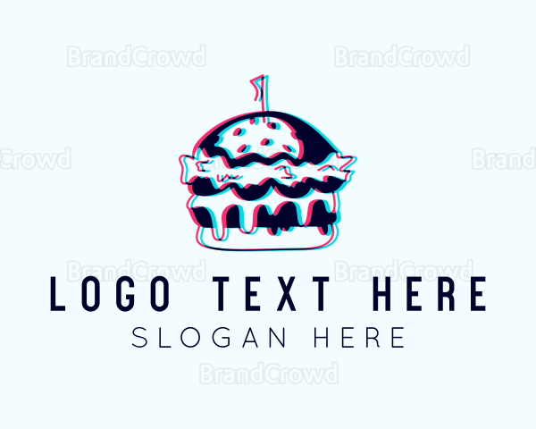 Glitch Burger Snack Logo