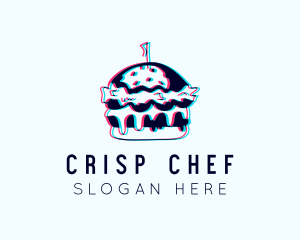 Glitch Burger Snack  logo design