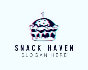 Glitch Burger Snack  logo design