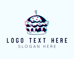 Food Mascot - Glitch Burger Snack logo design