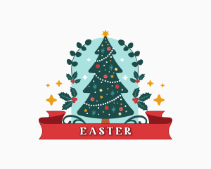 Gingerbread Man - Christmas Holiday Tree logo design