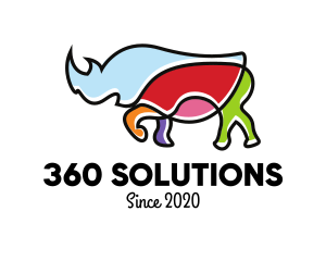 Colorful Rhino Monoline logo design