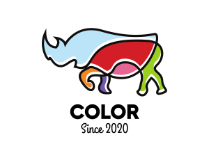 Colorful Rhino Monoline logo design