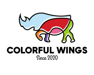 Colorful Rhino Monoline logo design