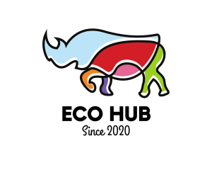 Colorful Rhino Monoline logo design