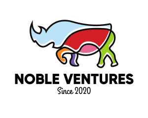 Colorful Rhino Monoline logo design