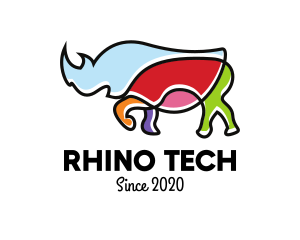 Rhino - Colorful Rhino Monoline logo design