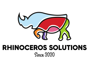 Rhinoceros - Colorful Rhino Monoline logo design