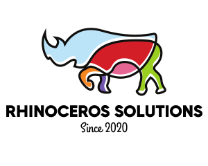 Colorful Rhino Monoline logo design