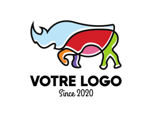 Colorful Rhino Monoline logo design