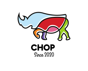 Colorful Rhino Monoline logo design