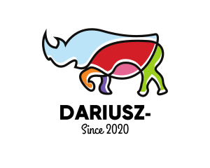 Safari Park - Colorful Rhino Monoline logo design