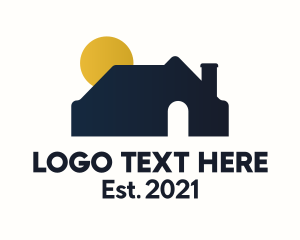 Lodge - House Chimney Sunset logo design